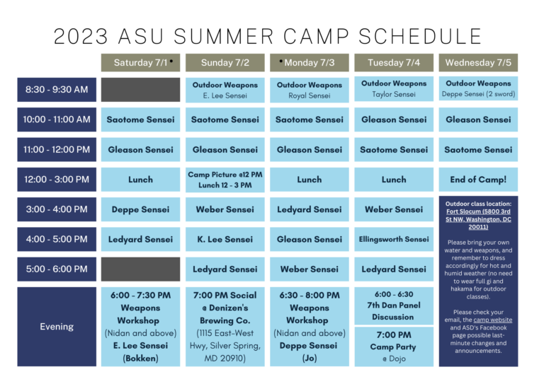 Schedule 2023 ASU Summer Intensive