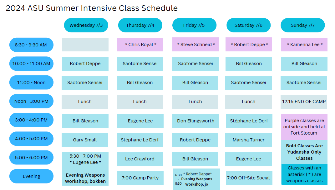 Schedule 2024 ASU Summer Intensive